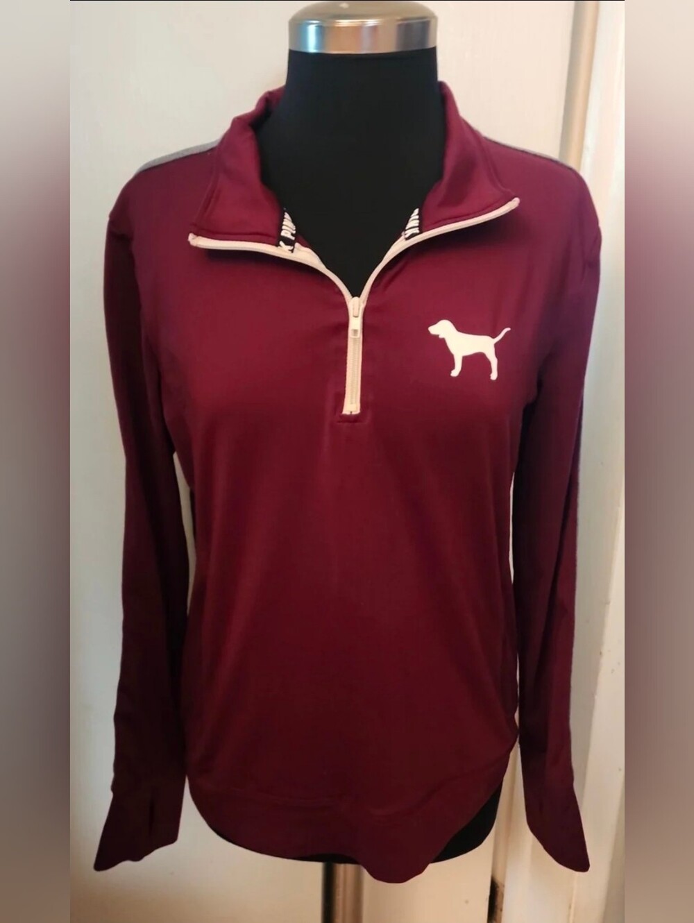 Victorias Secret Pink 1/4th Zip Up Athletic Pull Over Sweatshirt Top LARGE